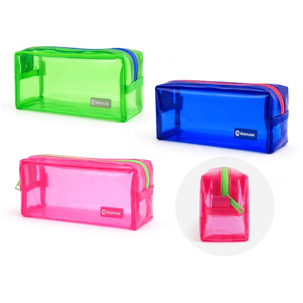 Portatodo Transparente PVC Colores Zipper Surtidos Marca Poessa Bismarck