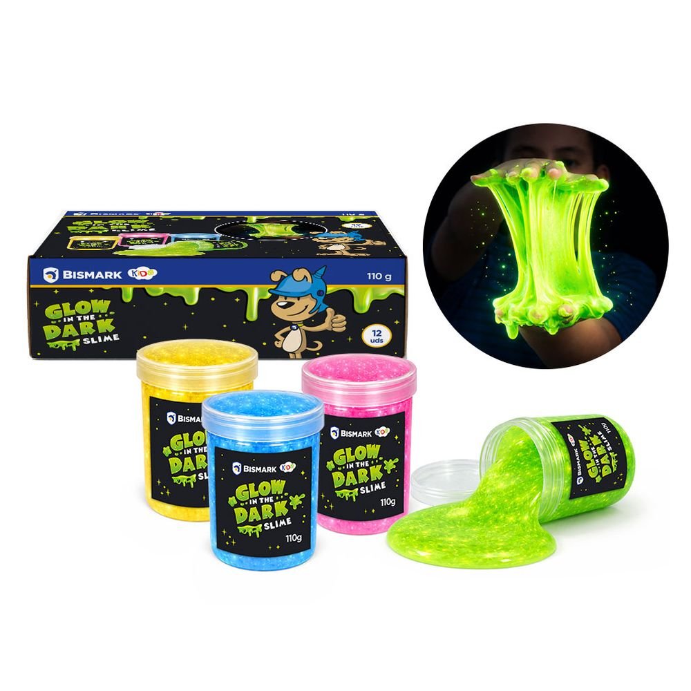 Expositor 12 Slime Glow in the Dark 110 g POESSA BISMARCK BASICO Imagen principal del producto