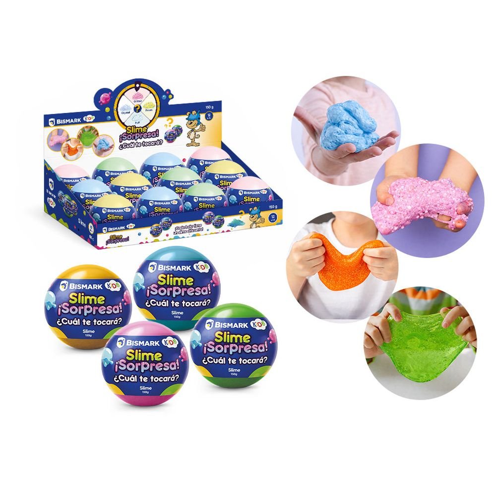 Expositor 12 Bolas Sorpresa Slime 150 g Surtiadas POESSA BISMARK BASICO Imagen principal del producto