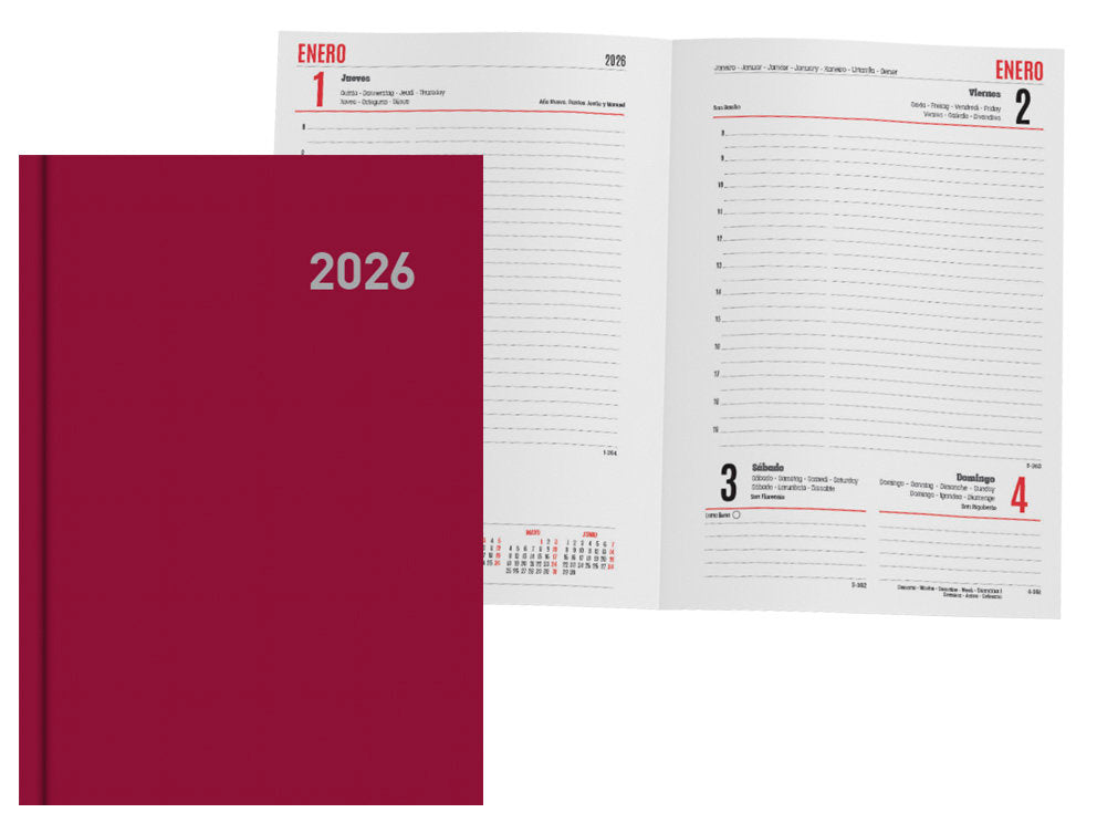 AGENDA ANUAL 2026 PARIS DIA PAGINA 15X21 GRANATE | INGRAF AGENDAS Imagen principal del producto