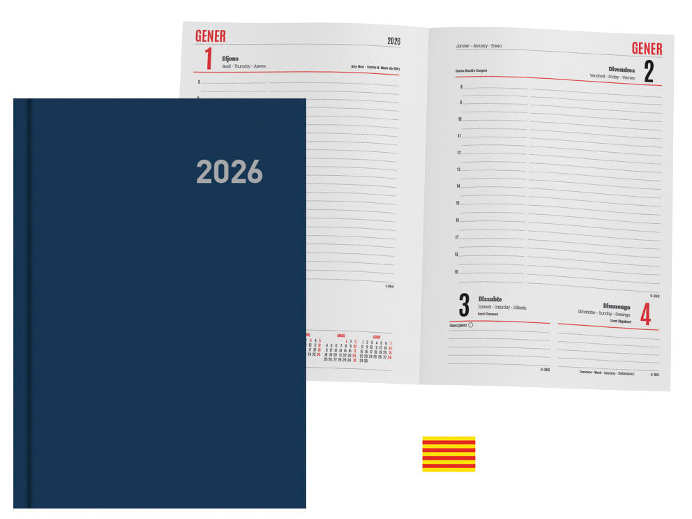 AGENDA ANUAL 2026 PARIS DIA PAGINA 15X21 AZUL CATALAN | INGRAF AGENDAS Imagen principal del producto