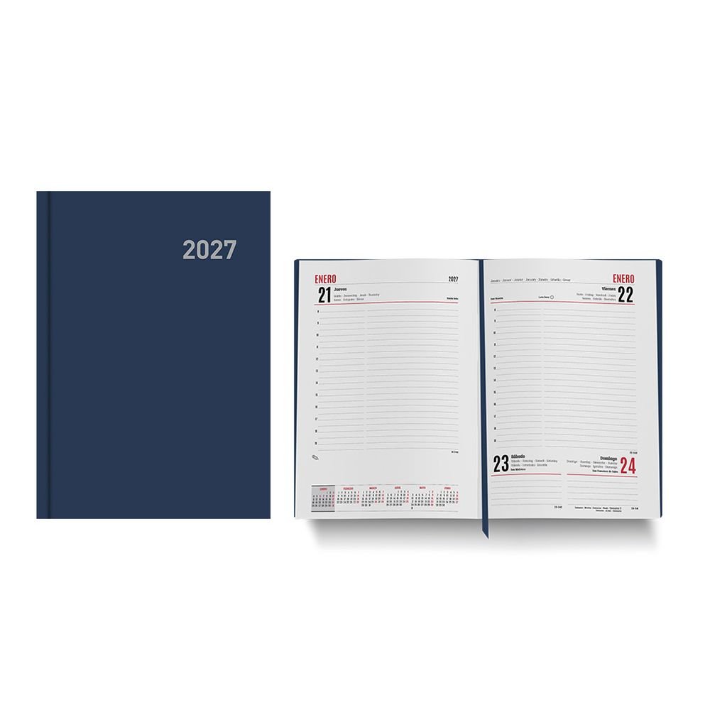 Agenda Anual 2027 Paris Día Página 15x21 Azul INGRAF Agendas
