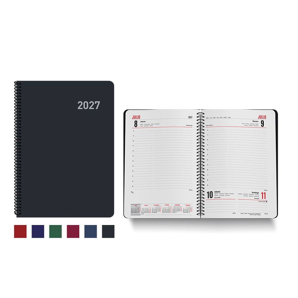Agenda Anual 2027 Paris Día Página 15x21 Espiral Surtida INGRAF Agendas