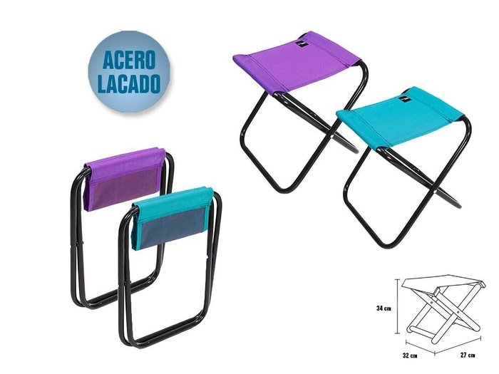 TABURETE ACERO LACADO 32X27X34CM COLORES SURTIDOS | POESSA BISMARK BEACH | 1 UNIDAD | 8430173811486
