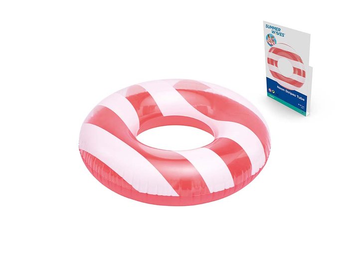 FLOTADOR CIRCULAR PVC RAYAS ROJO | POESSA BISMARK BEACH | 1 UNIDAD | 8430173813732 Imagen principal del producto