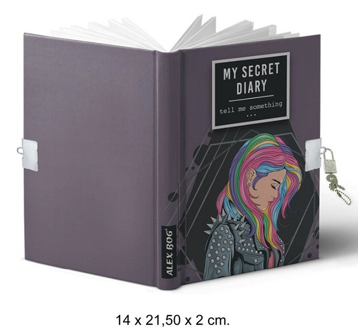 Diario a5 con candado modelo tell me something 168H.