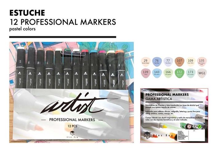ESTUCHE 12 ROTULADORES GAMA ARTIST COLORES PASTEL | ROYMART Imagen principal del producto