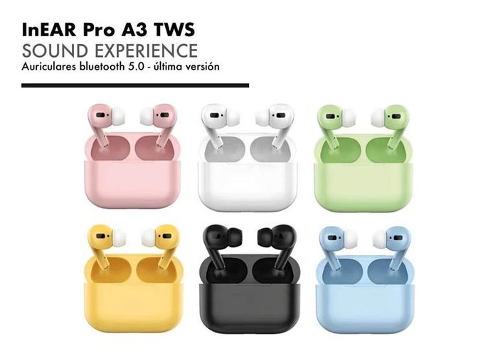Auriculares Inear Pro A3 Bluetooth 5.0 surtidos Roymart