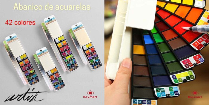 Caja 42 Acuarelas professional water color forma abanico Roymart Imagen principal del producto