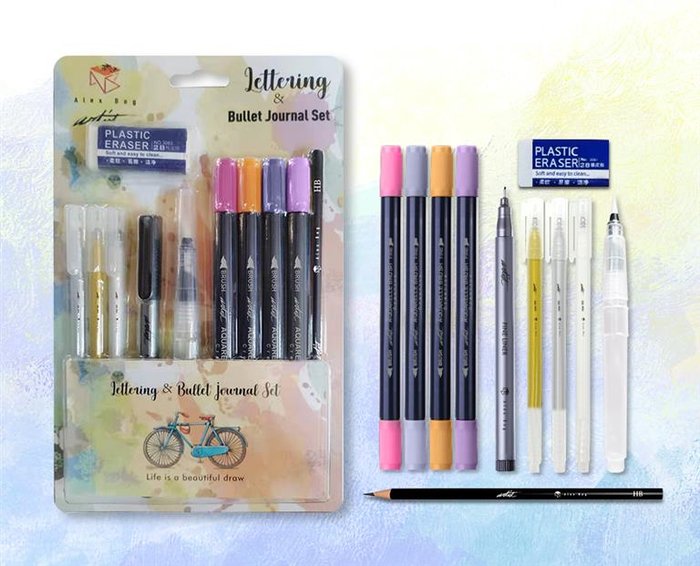 Kit iniciación lettering y bullet journal Roymart 11 piezas