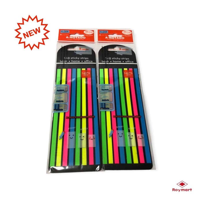 PAQ 160 NOTAS SEÑALADORAS LINEAS ACETATO TRANSPARENTE COLORES SURTIDOS