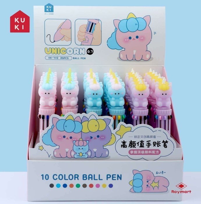 Expositor 36 Bolígrafos 10 Colores Unicornios Roymart Imagen principal del producto