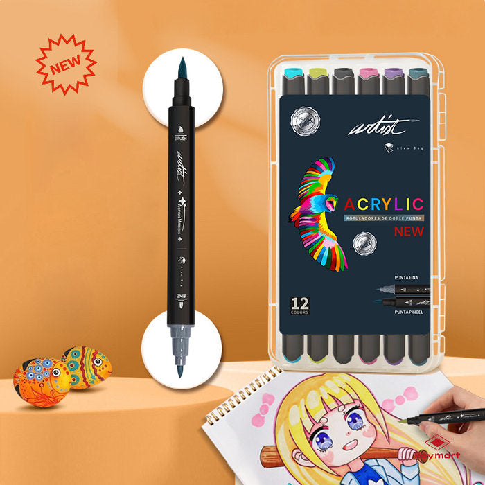 ESTUCHE ACRILICOS DOBLE PUNTA ARTIST 12 COLORES | ROYMART Imagen principal del producto
