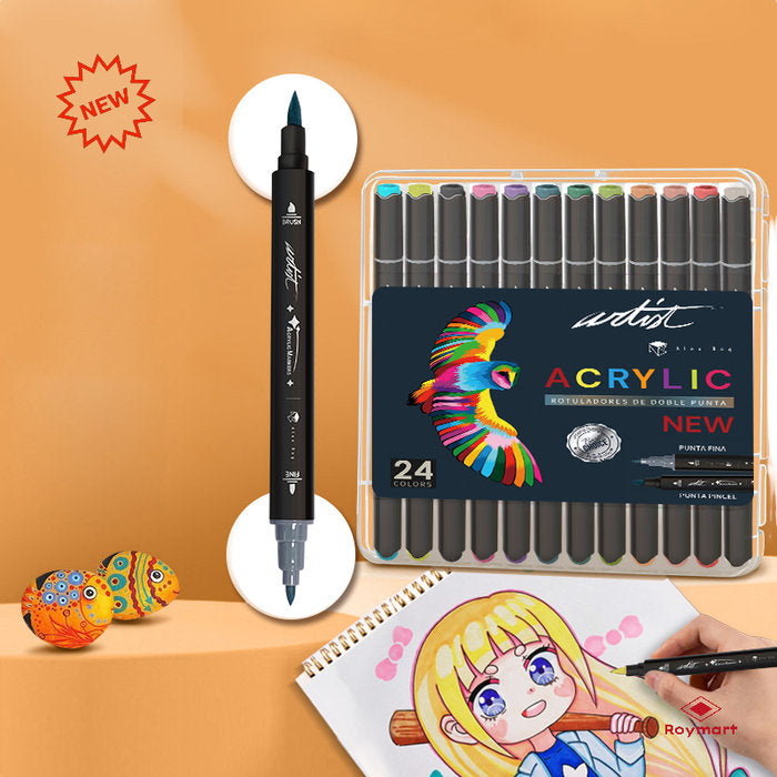 ESTUCHE ACRILICOS DOBLE PUNTA ARTIST 24 COLORES | ROYMART Imagen principal del producto