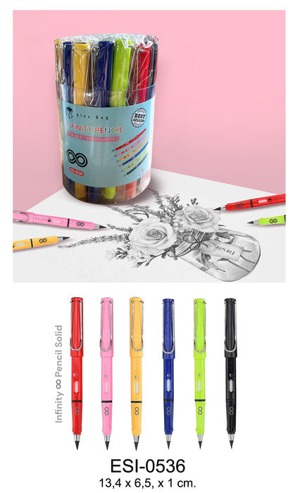 Bote PVC 30 Lápices Infinitos Mina Grafito Colores Surtidos Roymart