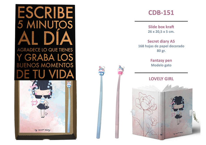 DIARIO CON CANDADO Y BOLI A JUEGO MUÑECA | 1 UNIDADES | (ROYMART) Imagen principal del producto