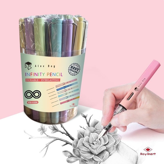 Bote PVC 30 Lapices Infinitos 6 Colores Gradient Pastel Roymart Imagen principal del producto