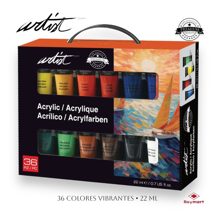 Maletín Artist 36 Colores Pintura Acrílica 22 ml Roymart Imagen principal del producto