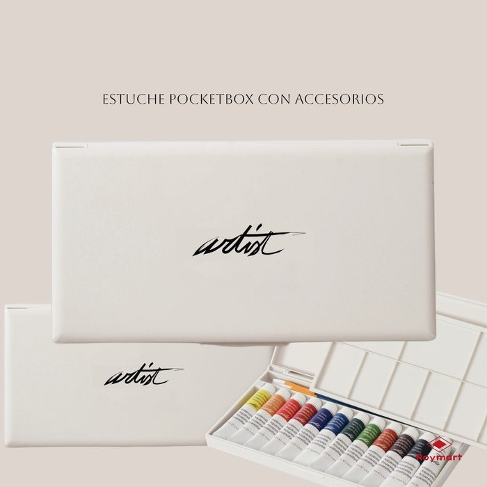 ESTUCHE 15 PIEZAS POCKETBOX ACUARELAS 12 ML | ROYMART