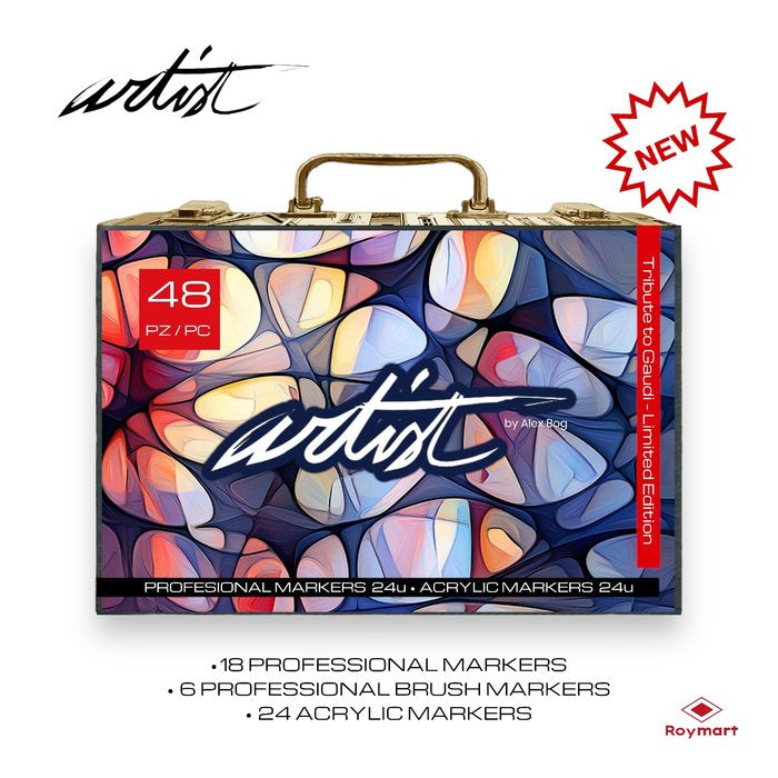 Maletín 48 Rotuladores Artist Acrylicos Alcohol Surtidos Roymart
