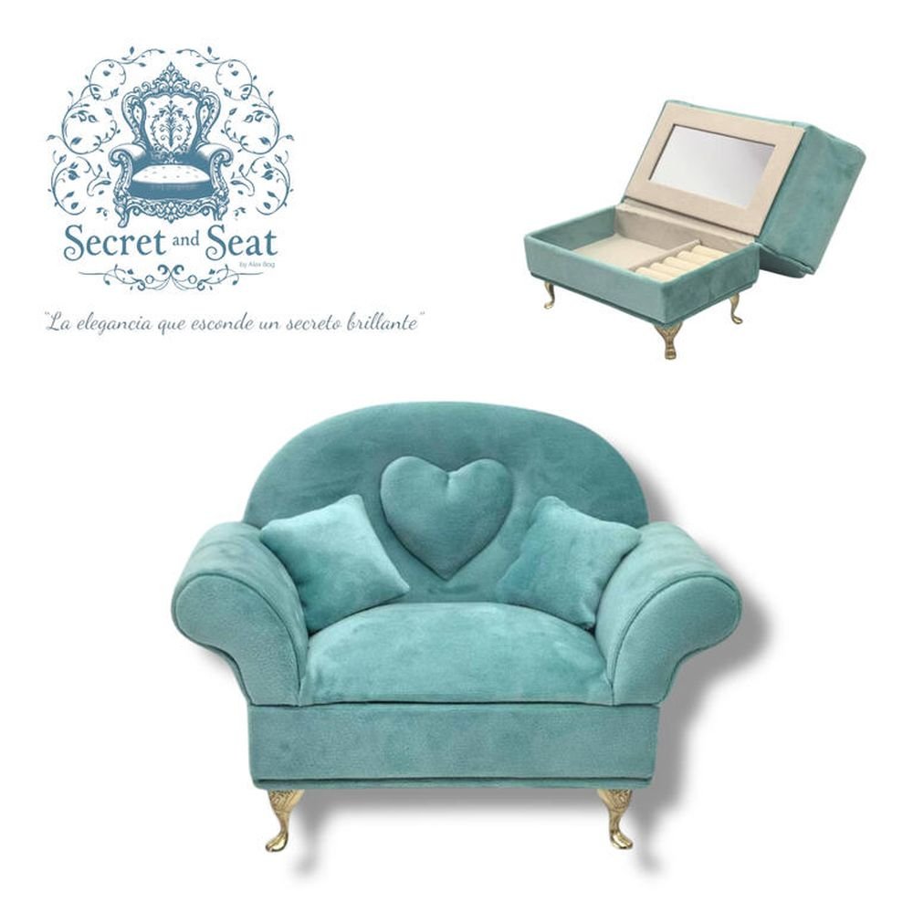 Mini Sofa Secret & Seat Joyero Blue Tiffany ROYMART