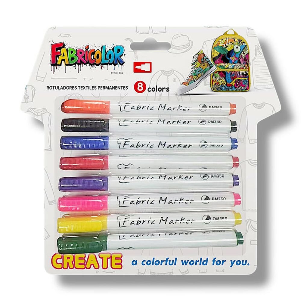 Blister 8 Rotuladores Fabric Color Textil Permanentes Roymart