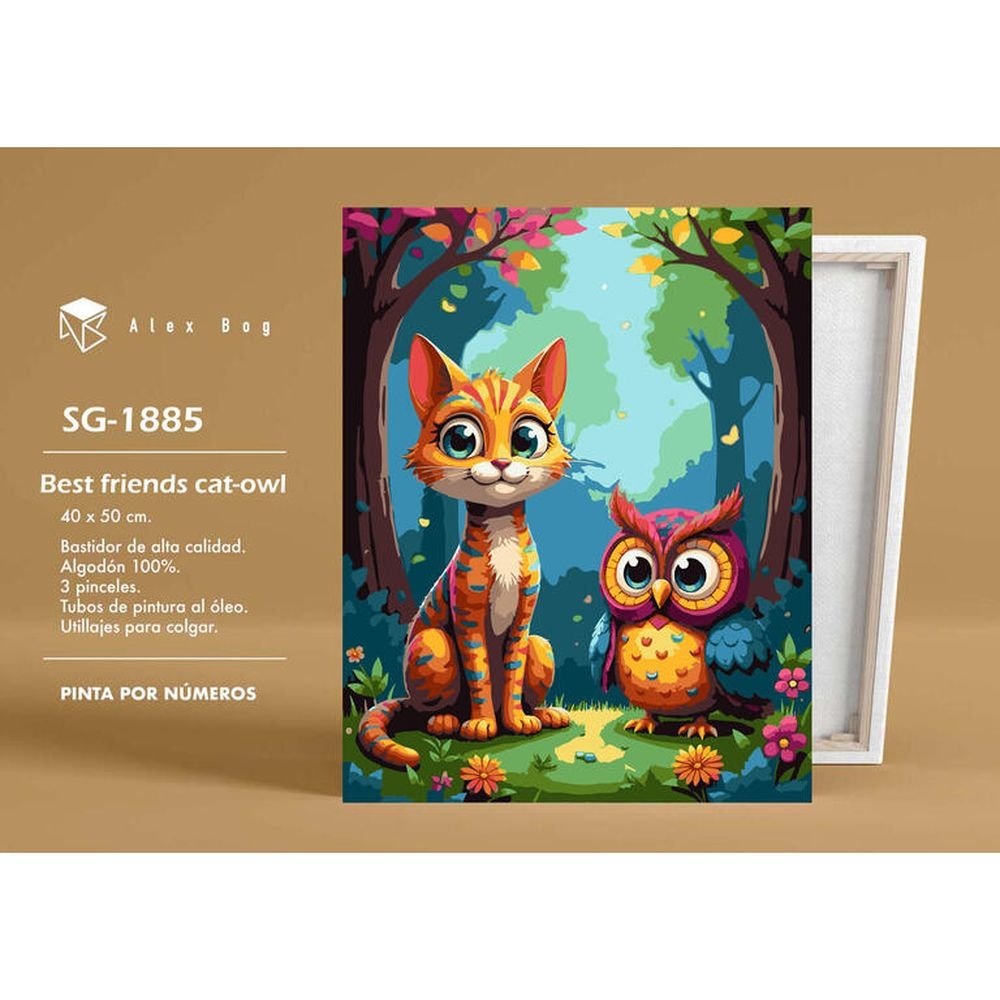 PINTAR POR NUMEROS BEST FRIEND CAT-OWL | ROYMART | 1 UNIDAD | 8431234197730 Imagen principal del producto
