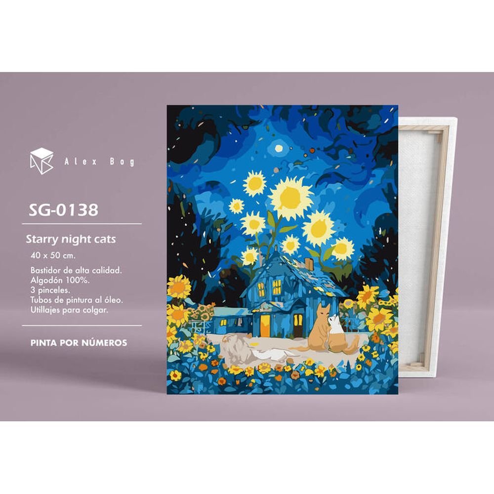 PINTAR POR NUMEROS STARRY NIGHT CATS | ROYMART | 1 UNIDAD | 8431234197792 Imagen principal del producto