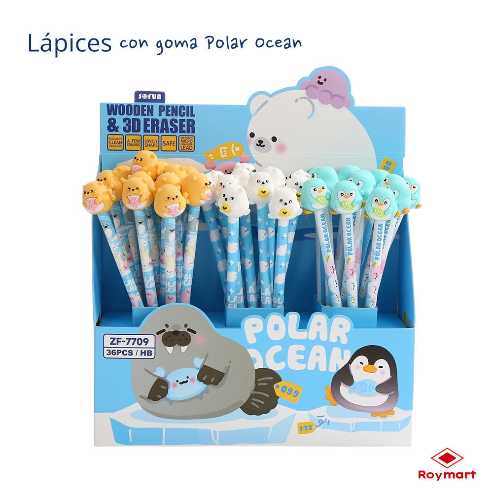 Exp.36 Lapices 3D con Goma Borrar Pinguin Ocean Roymart Imagen principal del producto