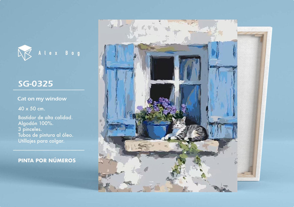 Pintar por Numeros Cat on My Window Roymart Pack 1