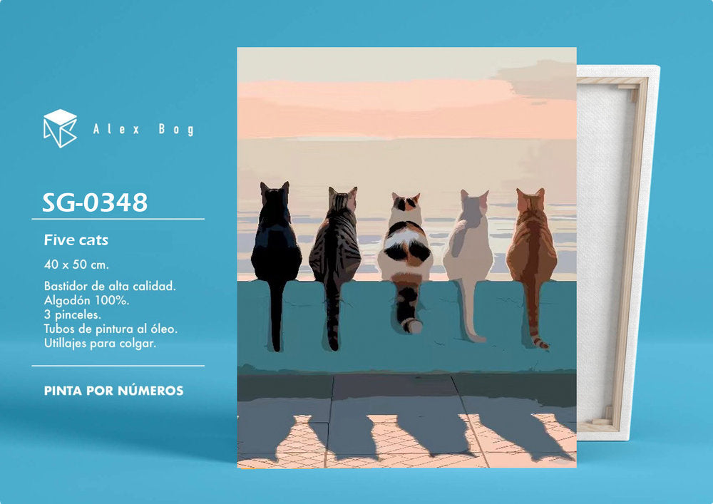 Pintar por Numeros Five Cats Roymart Pack 1