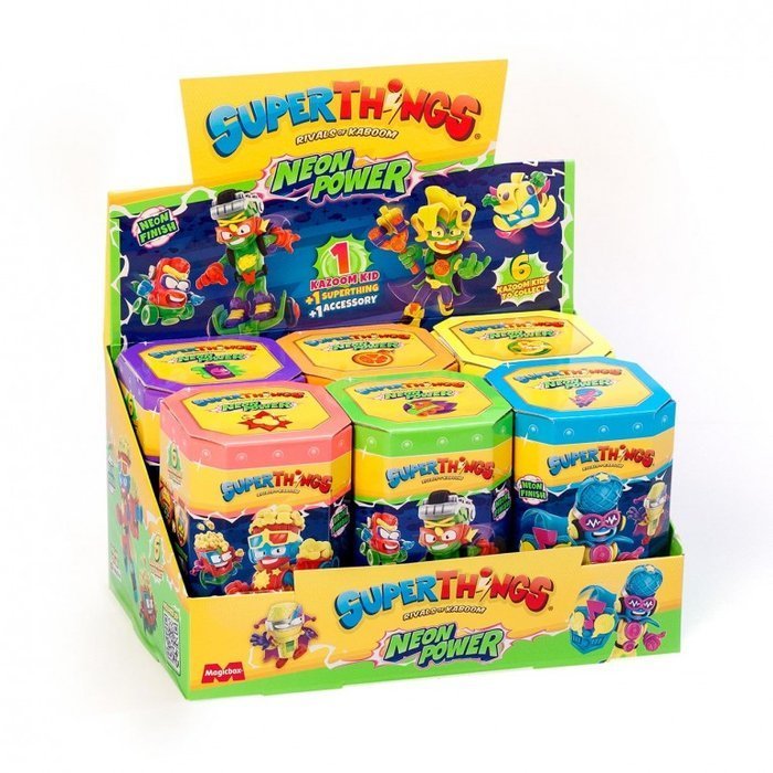 EXPOSITOR 6 SUPERTHINGS NEON POWER -KAZOOM KIDS | SUPERTHINGS | ENVASE 6 UDS. UNIDAD | 8431618024508 Imagen principal del producto
