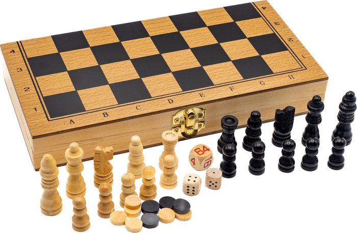 AJEDREZ DAMAS Y BACKGAMMON ESTUCHE PLEGABLE | AQUAMARINE GAMES | 1 UNIDAD | 8432026202731