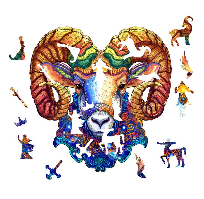 PUZZLE ANIMAL WOOD PUZZLE ARIES | AQUAMARINE GAMES | 1 UNIDAD | 8432026203103