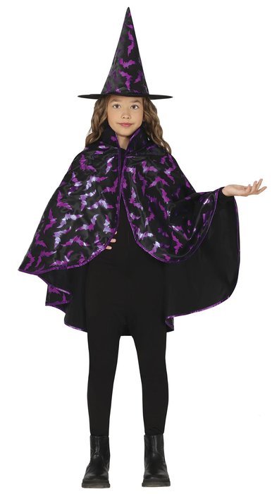 CONJUNTO BRUJA INFANTIL CAPA + SOMBRERO | LA CASA DE LOS DISFRACES | 1 UNIDAD | 8434077190104