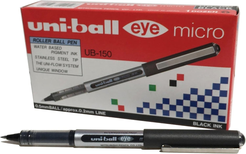 Pack 12 Bolígrafos Uni-ball Eye Micro Negro 0,5 mm