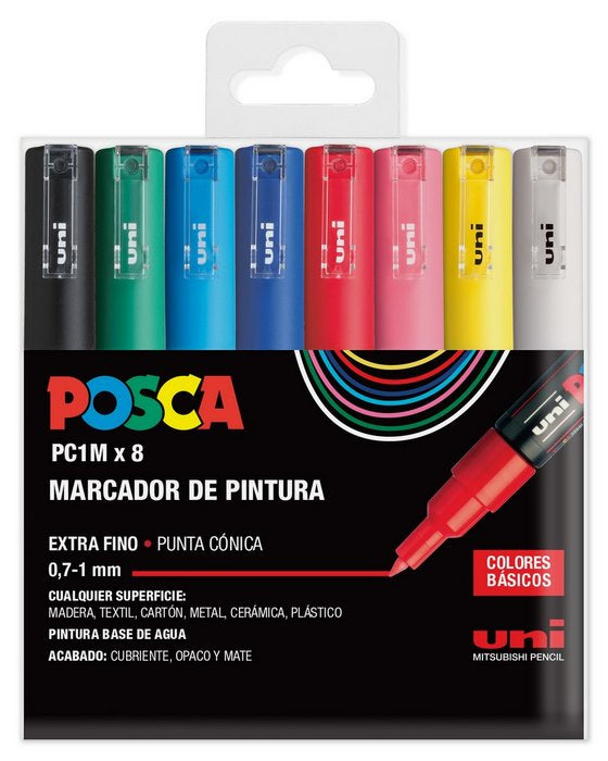 Rotulador Uni Posca Pc1M Estuche 8 Colores Basicos | Posca | Pack 1 Unidades Imagen principal del producto