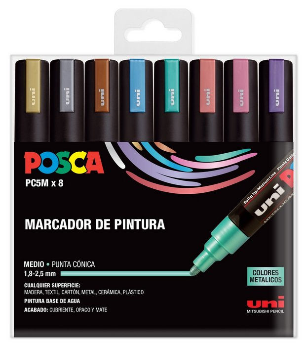 Rotulador Uni Posca Pc5M Estuche 8 Colores Metal | Posca | Pack 1 Unidades Imagen principal del producto