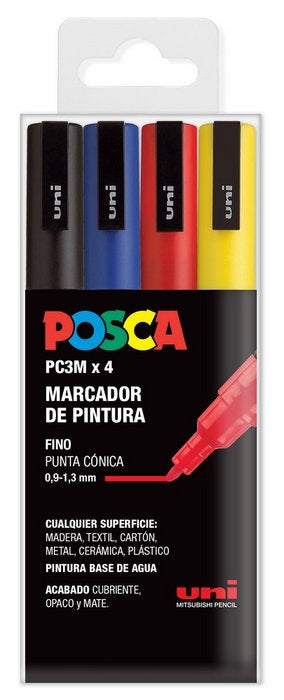 Rotulador Uni Posca Pc-3M Estuche 4 Colores Basicos | Posca | Pack 1 Unidades Imagen principal del producto