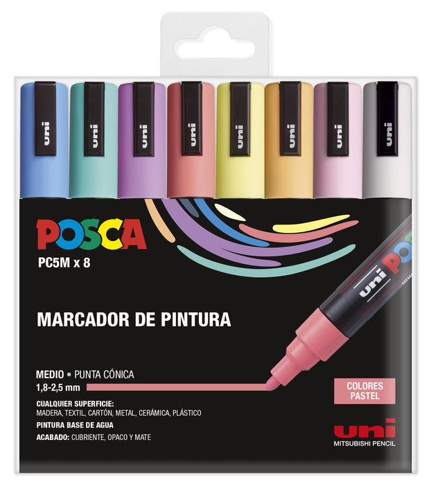 Rotulador Uni Posca Pc-5M Estuche 8 Colores Pastel | Posca | Pack 1 Unidades Imagen principal del producto