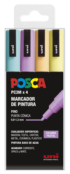 Rotulador Uni Posca Pc-3M 4 Colores Pastel | Posca | Pack 1 Unidades Imagen principal del producto