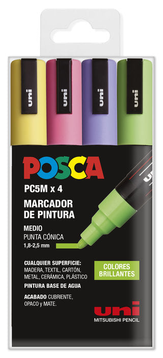 Rotulador Uni Posca Pc-5M 4 Colores Brillantes | Posca | Pack 1 Unidades Imagen principal del producto