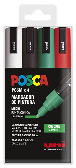 Rotulador Uni Posca Pc-5M 4 Colores Navidad | Posca | Pack 1 Unidades Imagen principal del producto
