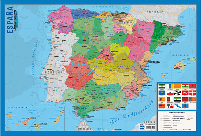 LAMINA EDUCATIVA MAPA ESPAÑA | 1 UNIDADES | (GRUPO ERIK EDITORES)