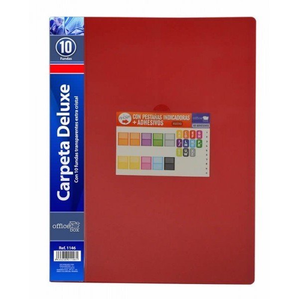 CARPETA A4 10 FUNDAS FLEXIBLE ROJO | 1 UNIDADES | (FRAGA)