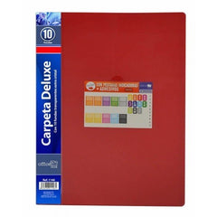 CARPETA A4 10 FUNDAS FLEXIBLE ROJO | 1 UNIDADES | (FRAGA)