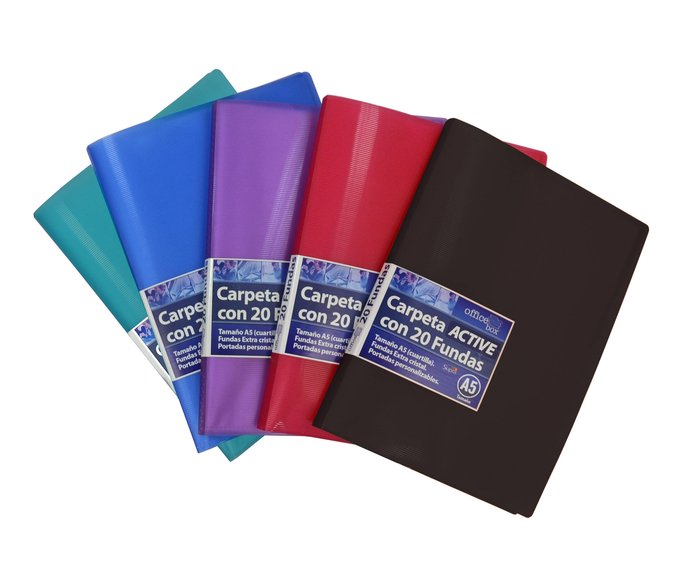 CARPETA A5 20 FUNDAS SUPRA COLORES SURTIDOS | 10 UNIDADES | (FRAGA) Imagen principal del producto