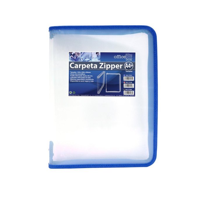 CARPETA A4+ PP CON CREMALLERA ZIPPER AZUL | 1 UNIDADES | (FRAGA) Imagen principal del producto