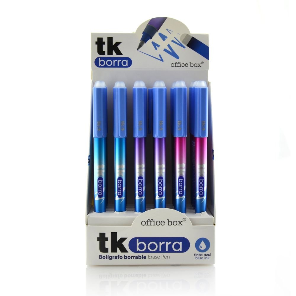 Expositor 24 Bolígrafos Tk Borrables 0,7 mm Tinta Azul Fraga Imagen principal del producto
