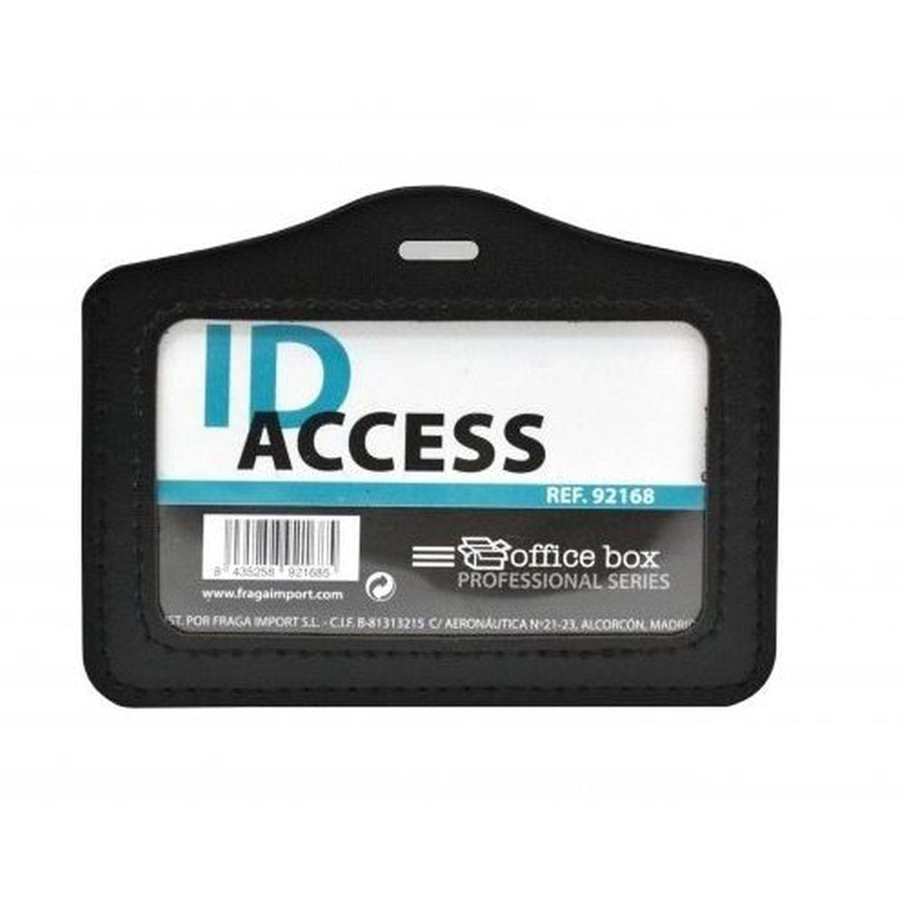Identificador Access horizontal símil piel negro, pack 10 uds. Imagen principal del producto